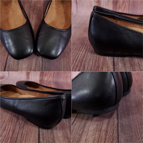 Vionic Orinda Ballet Flats Womens Size 8.5 Wide Square Toe Shoes Black Leather - Picture 11 of 15